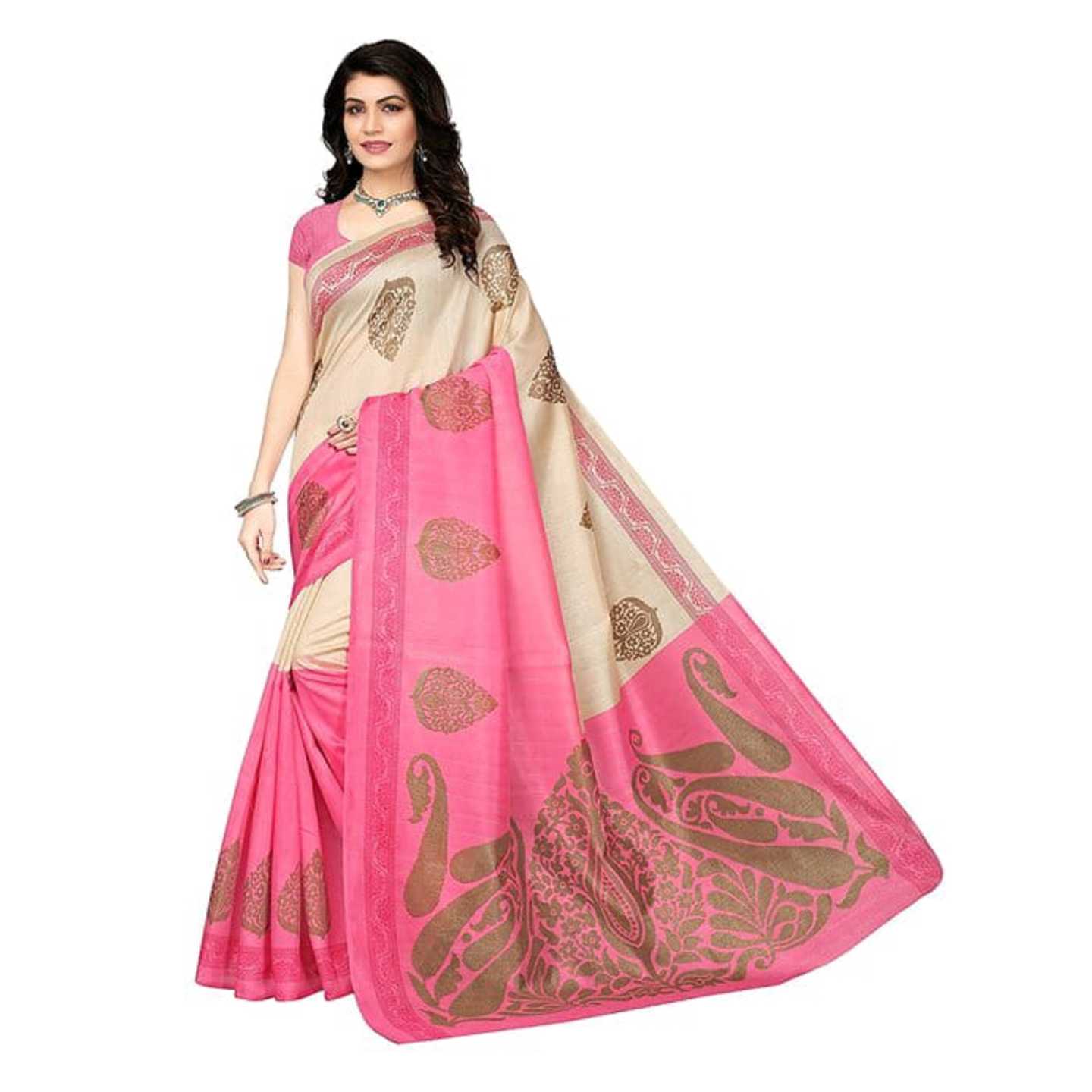 Kora Cotton Silk Saree With Blouse Piece (pinkfree Size)* Product Id - 143512375