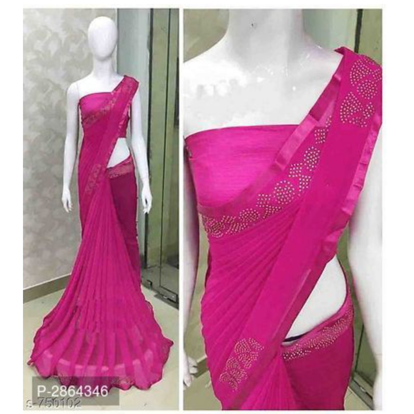 Embellished Stone Work Georgette Sarees With Blouse Piece