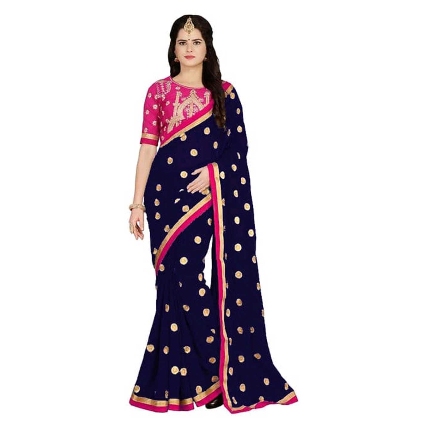 Stylish Embroiderd Georgette Sari-bf5151* Product Id - 145412987
