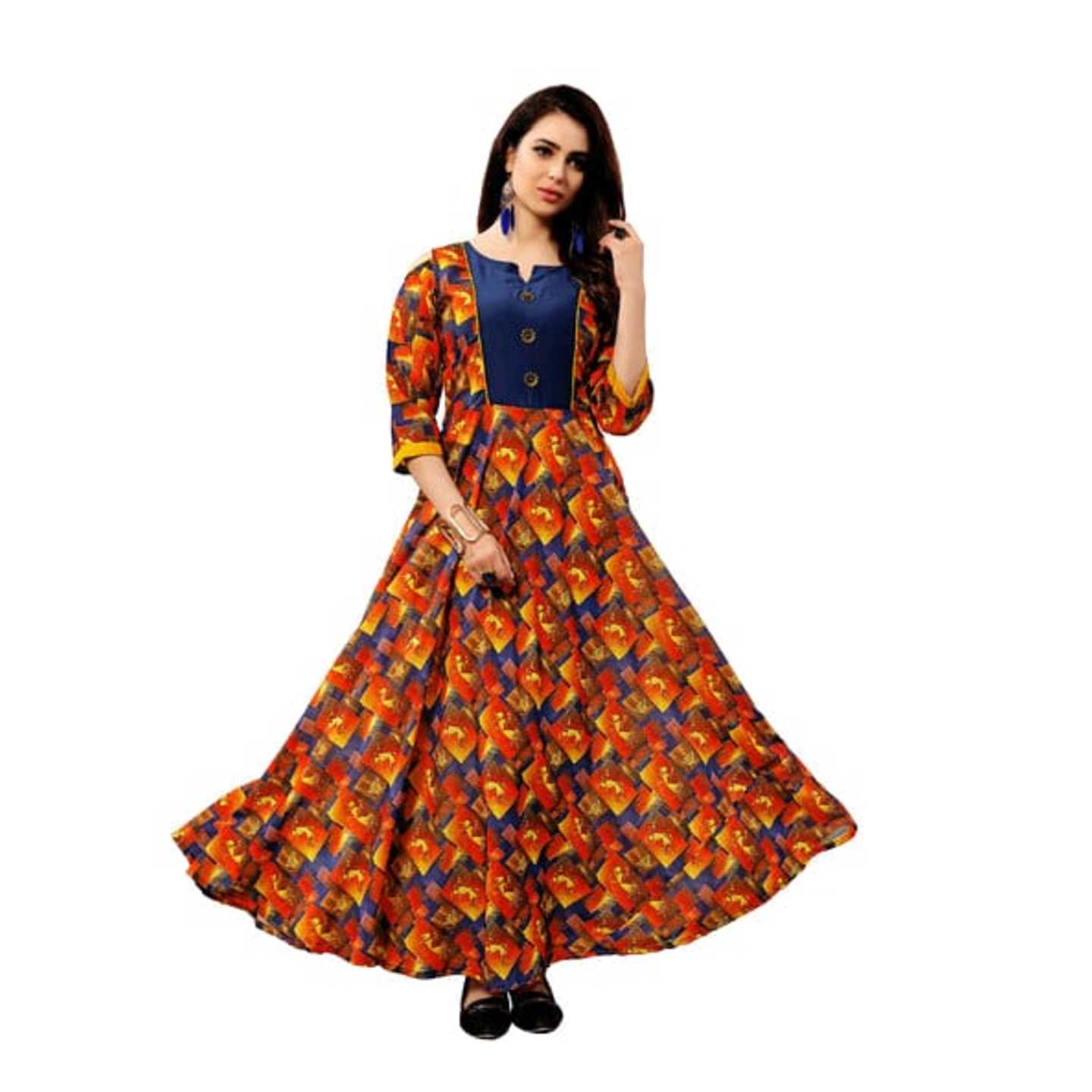 Multicolor Kalamkari Print Anarkali Kurta* Product Id - 143238915