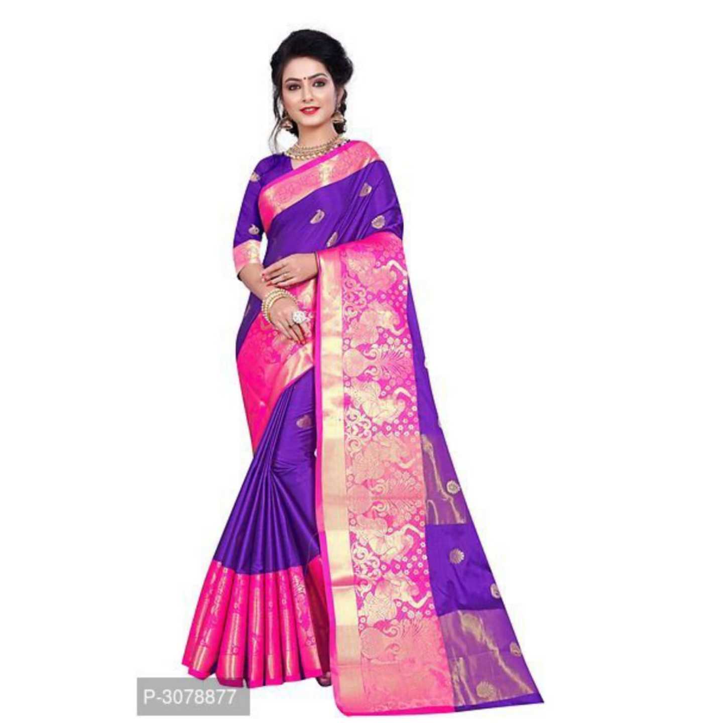 Jacquard Border Designer Banarasi Cotton Silk Sarees 