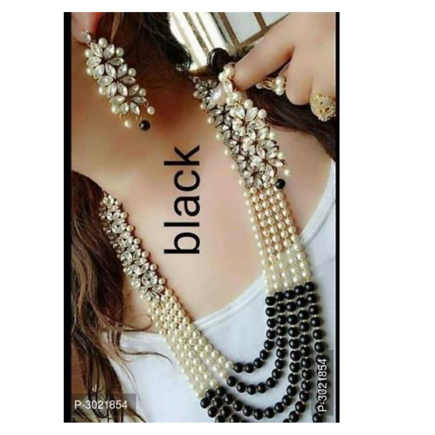 Stylish Pearl Kundan Multi Layered Jewellery Set