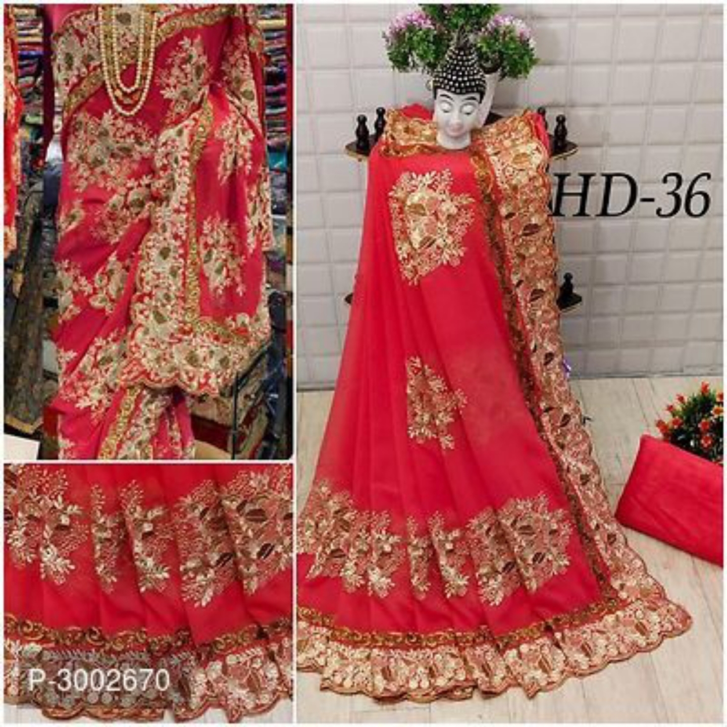 Beautiful Embroidered Georgette Sarees With Blouse Piece