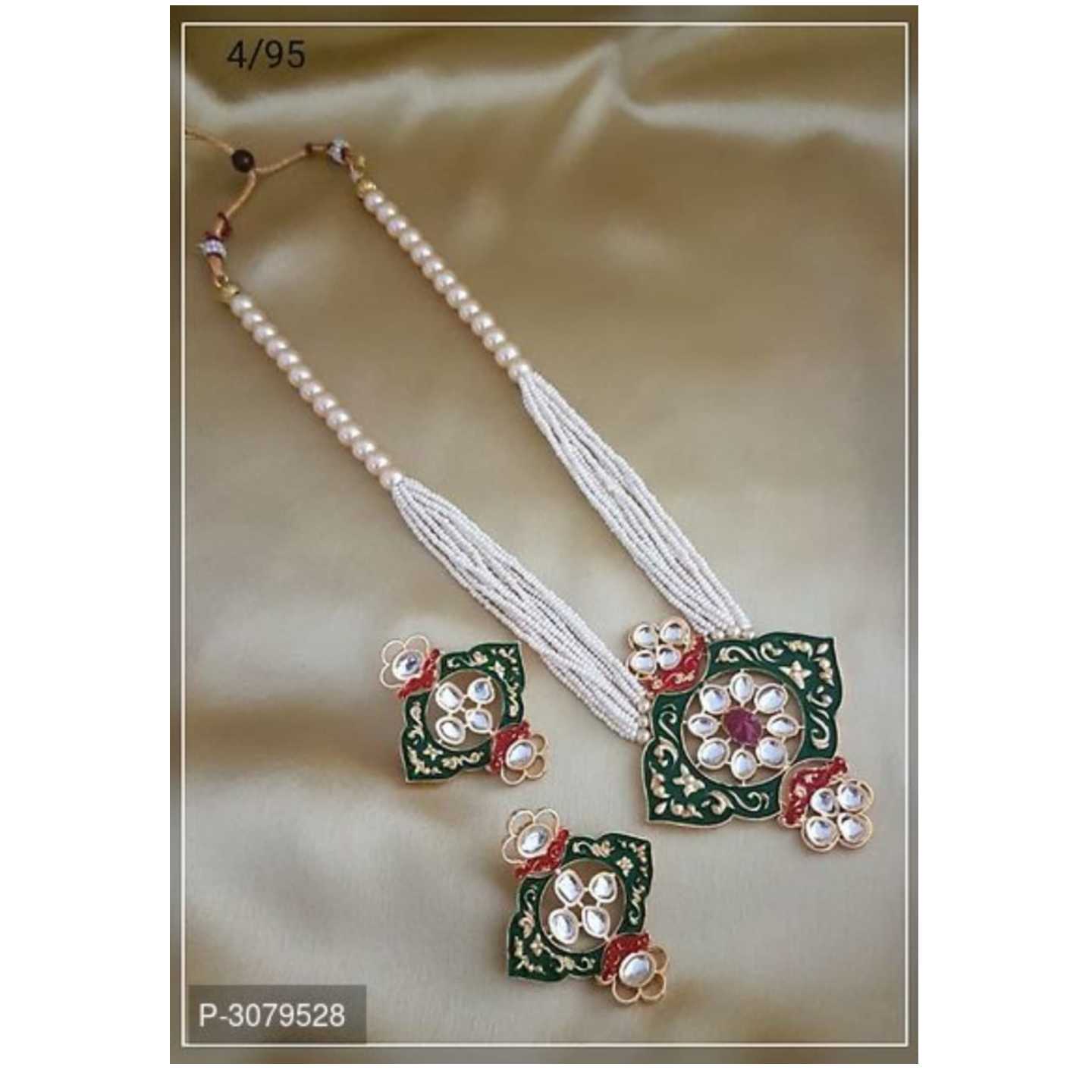 Trendy Designer Pearl Beads Meena Necklace Set