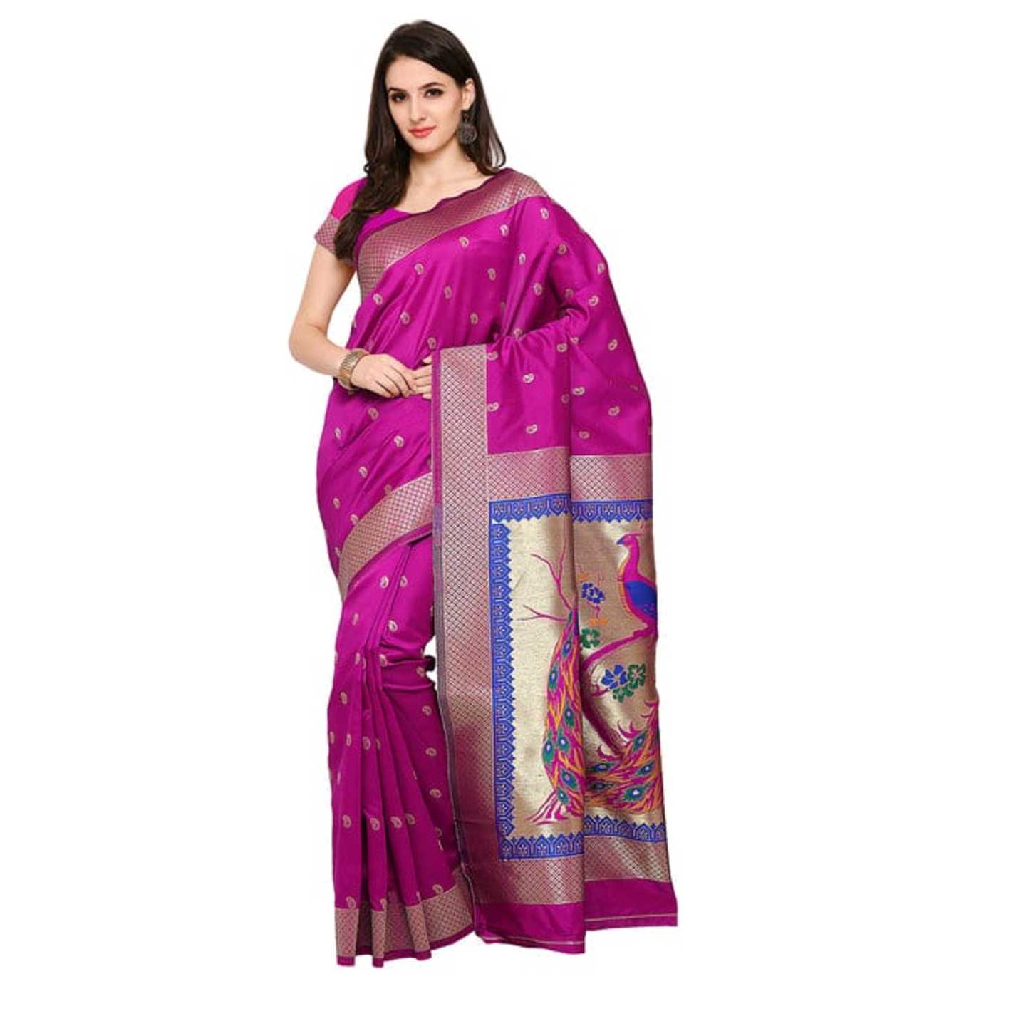 Pink Colour Woven Work Art Silk Saree Paithani 5 Pink* Product Id - 143239506