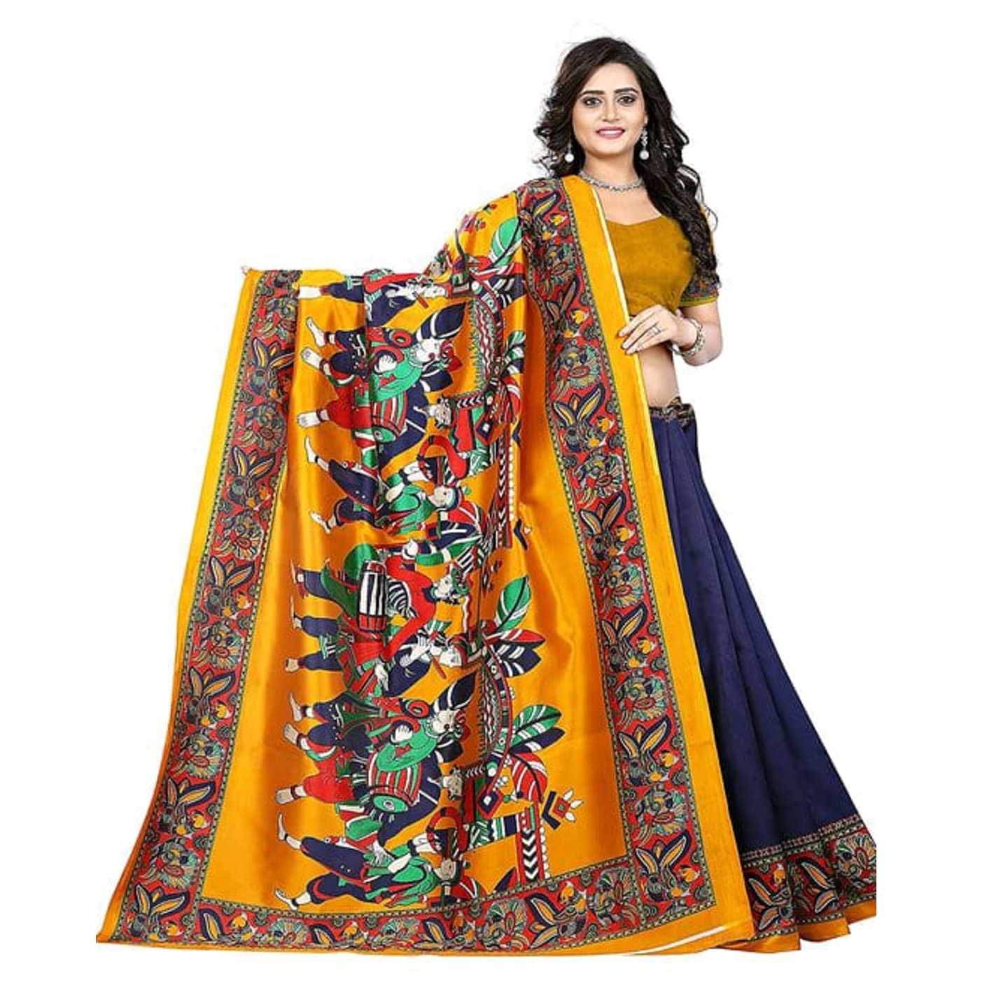 *Women's Blue Printed Art Silk/khadi Silk/silk Saree With Blouse* Product Id - 143375348