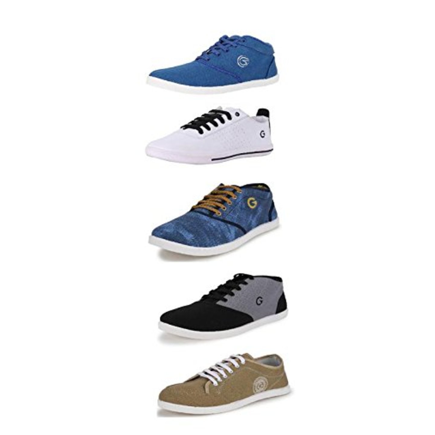 Globalite Men's Casual Shoes/Stylish Canvas Sneakers (Combo Offer - 5 Pair Shoes) LBTADSH01
