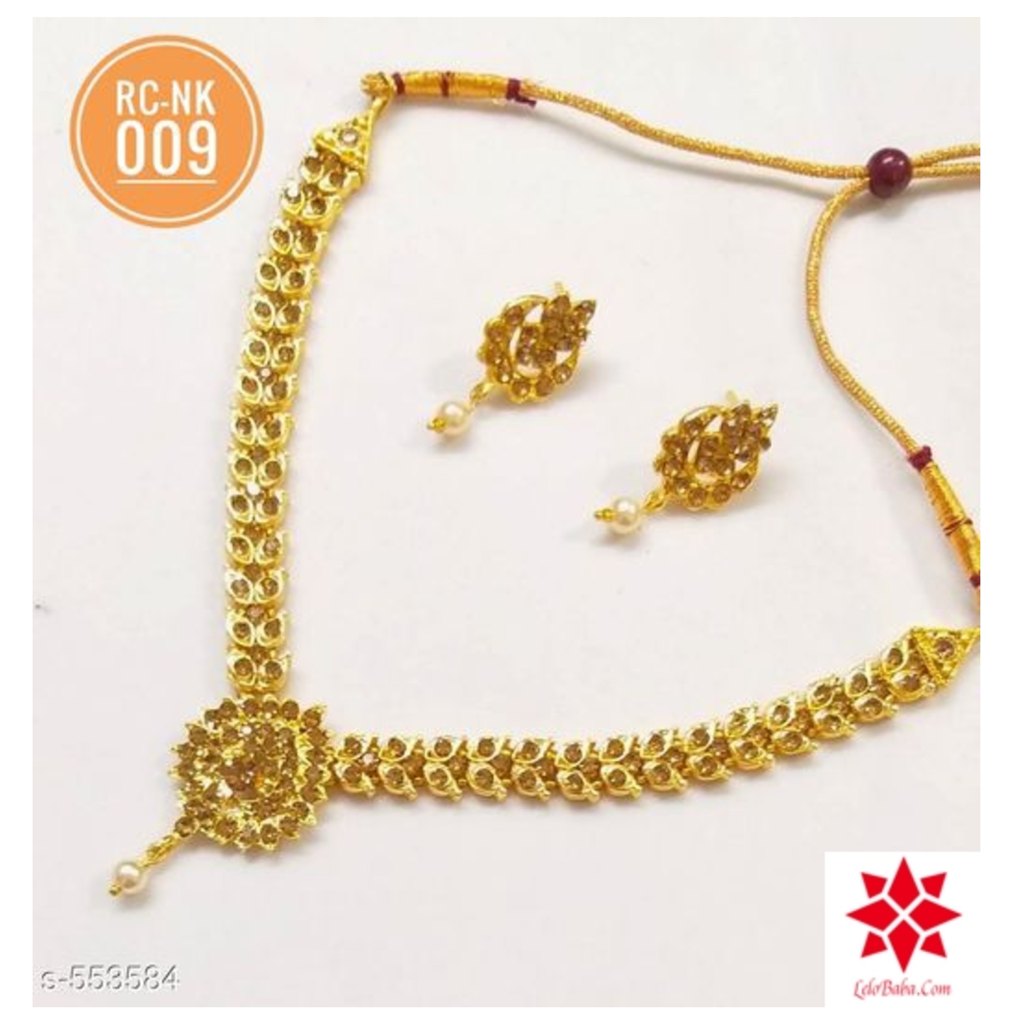 Feminine Bejeweled Alloy Gold Plated Jewellery Sets*