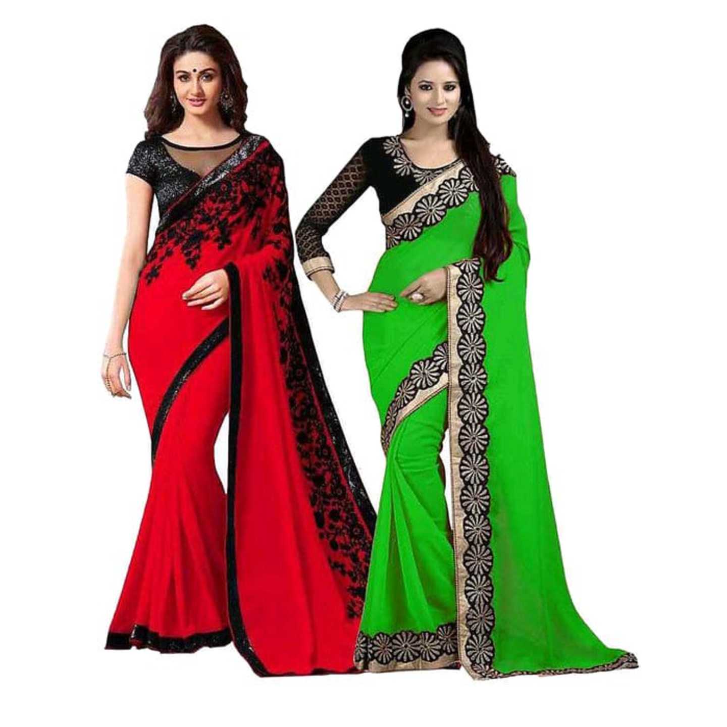 Multicoloured Chiffon Saree Combos* Product Id - 145414244