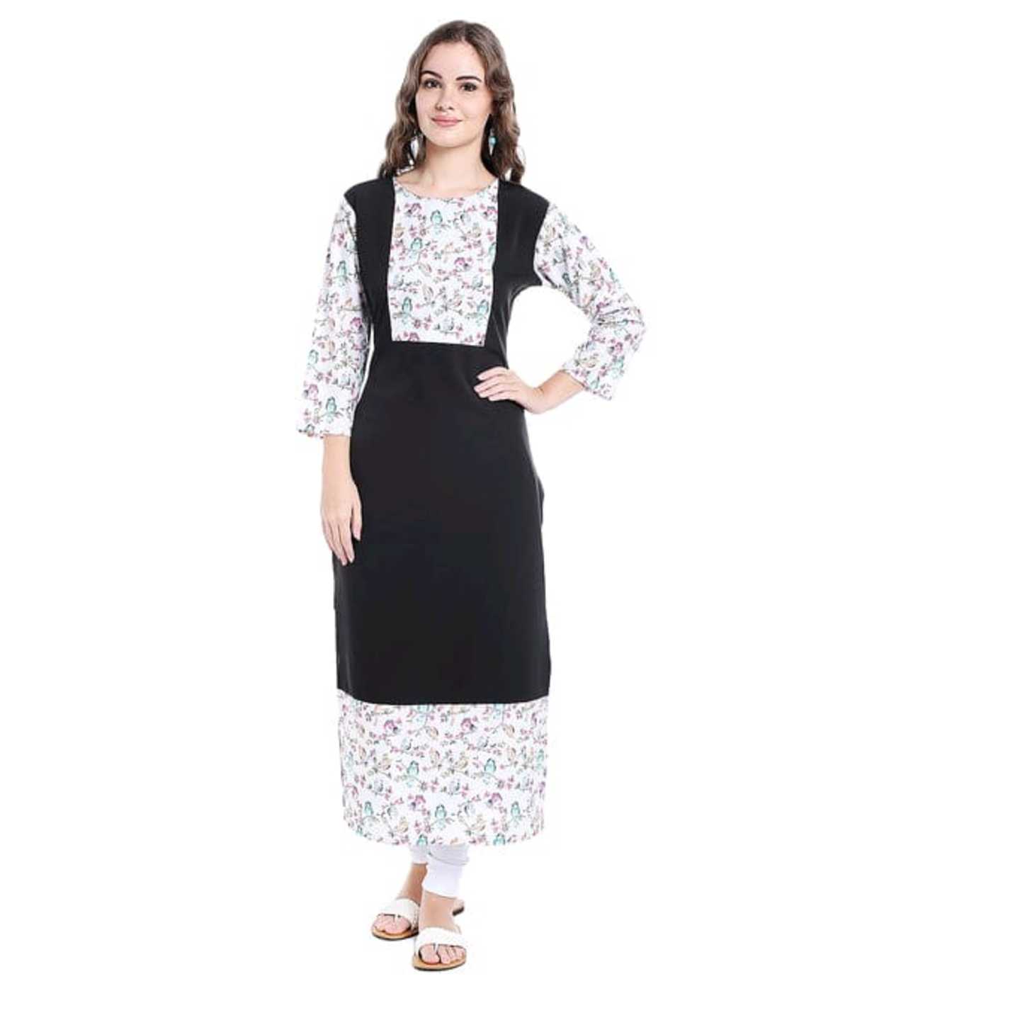 Self Design Black Crepe Stitched Kurti* Product Id - 145982020