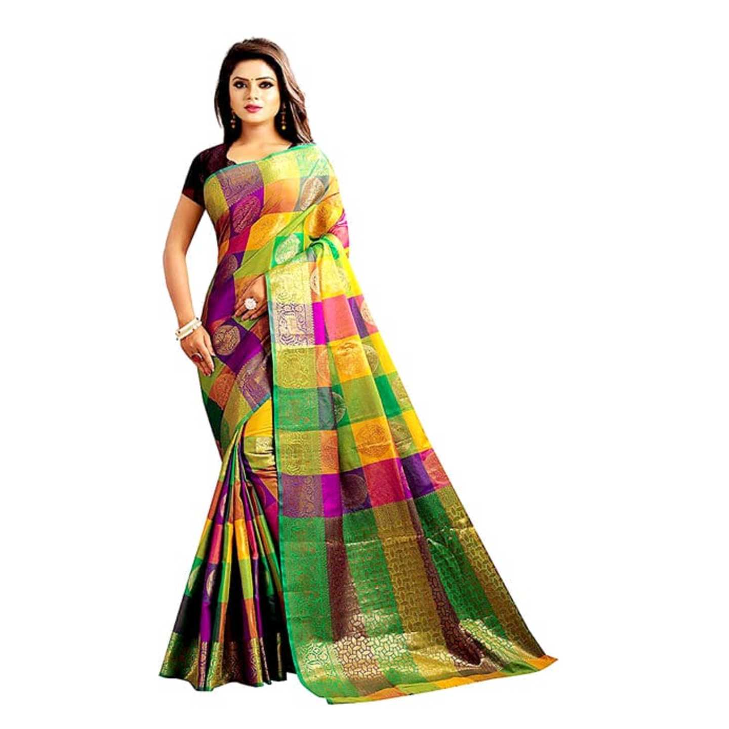 *Woven Kanjivaram Handloom Multicolor Silk Saree (multicolor)* Product Id - 143962361  