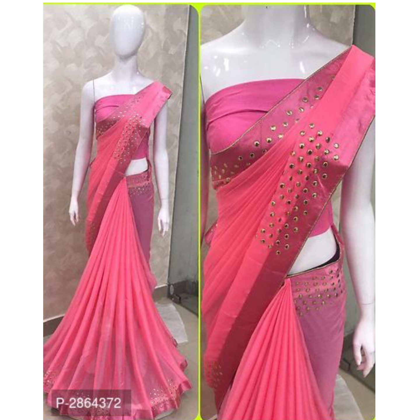 Embellished Stone Work Georgette Sarees With Blouse Piece