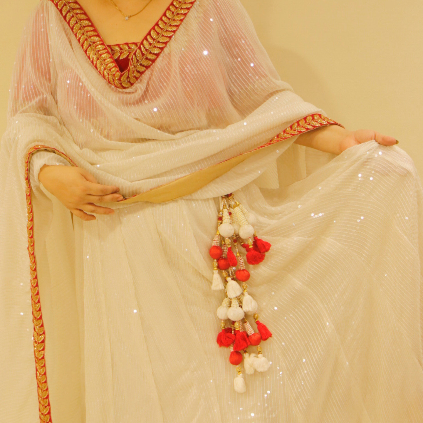 White Sequin Lehenga