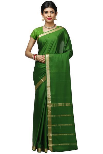 Leaf Green Mysore Silk Saree | KSIC Sarees | Creape Saree | mysore silk sarees online