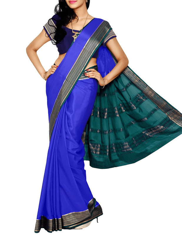 Blue with Green Mysore Silk Saree | KSIC Sarees | Creape Saree | Mysore silk sarees online