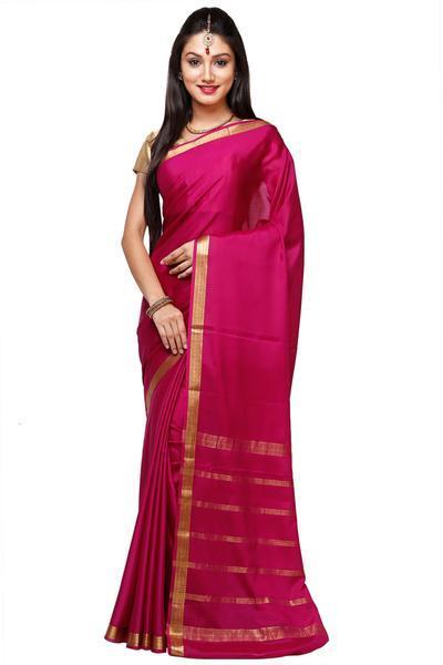 Gagri Pink Self Coloured Mysore Silk Saree | KSIC Sarees | Creape Saree | mysore silk sarees online