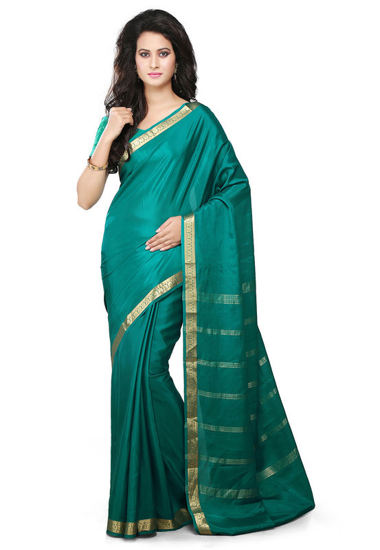 Teal Green Mysore Silk Saree | KSIC Sarees Creape Saree | mysore silk sarees online | ksic sarees online shopping
