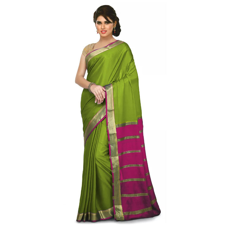 Parrot Green and Pink Mysore Silk Saree  KSIC Sarees  Creape Saree  mysore silk sarees online