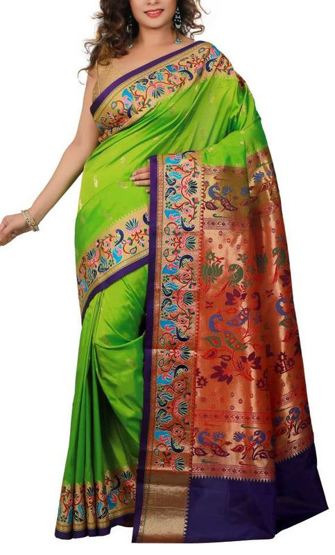 Parron Green and Royal Blue Paithani Sarees | Paithani sarees online | new Paithani sarees