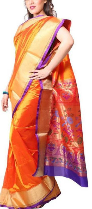 Orange and Purple Paithani Sarees | Paithani sarees online | New paithani sarees