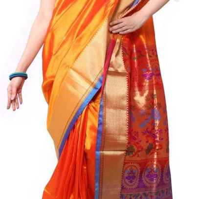 Orange and Anandha Blue Border Paithani Sarees | Paithani sarees online | New paithani sarees