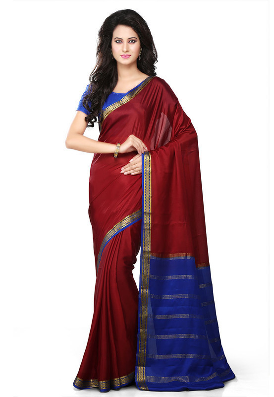 Red with Royal Blue Mysore Silk Saree | KSIC Sarees Creape Saree | mysore silk sarees online | ksic sarees online shopping