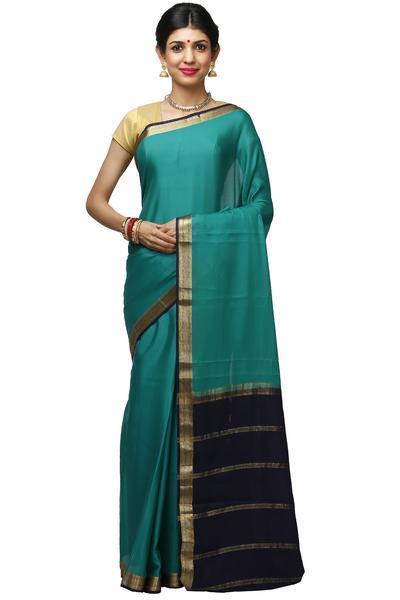 Rama Green and Royal Blue Mysore Silk Saree | KSIC Sarees | Creape Saree | mysore silk sarees online