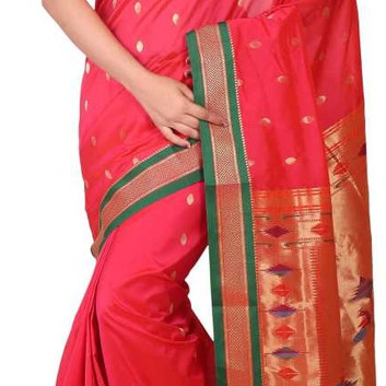Tomato Red and Green  Paithani Sarees | Paithani sarees online | New paithani sarees