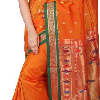 Orange and Voilet Paithani Sarees | Paithani sarees online | New paithani sarees
