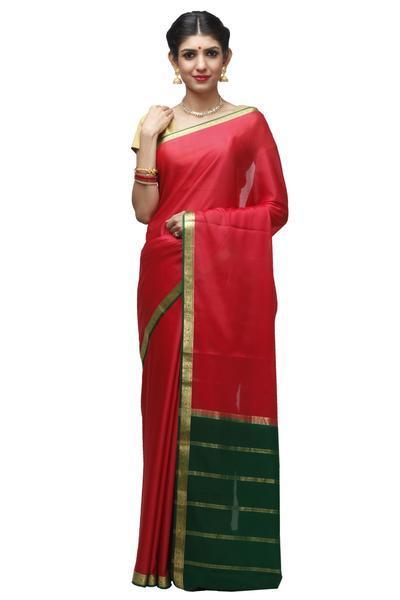 Red Mysore Silk Saree | KSIC Sarees | Creape Saree | mysore silk sarees online