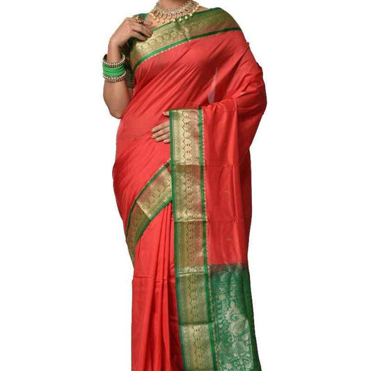 Red and Green Kanchipuram Silk Sarees  Silk Saree  Saree Online  traditional kanchipuram silk sarees online shopping