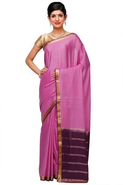 Baby Pink and Purple Mysore Silk Saree | KSIC Sarees | Creape Saree | mysore silk sarees online