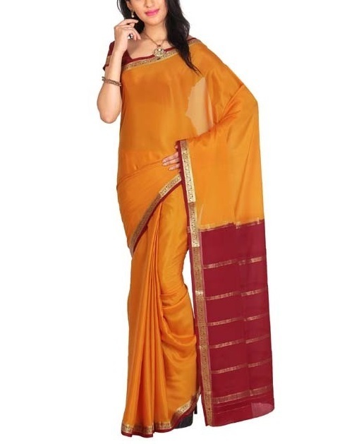 Orange Mysore Silk Saree | KSIC Sarees Creape Saree | mysore silk sarees online | ksic sarees online shopping