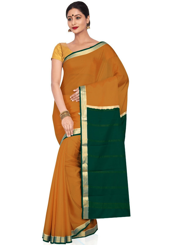 Mustard Orange Mysore Silk Saree | KSIC Sarees | Creape Saree | mysore silk sarees online
