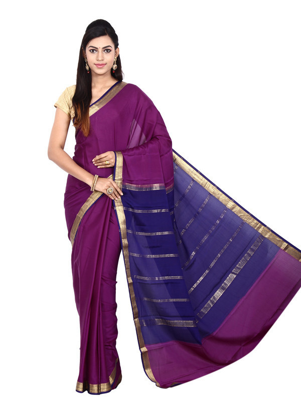 Magenta with Royal Blue Mysore Silk Saree | KSIC Sarees Creape Saree | mysore silk sarees online | ksic sarees online shopping