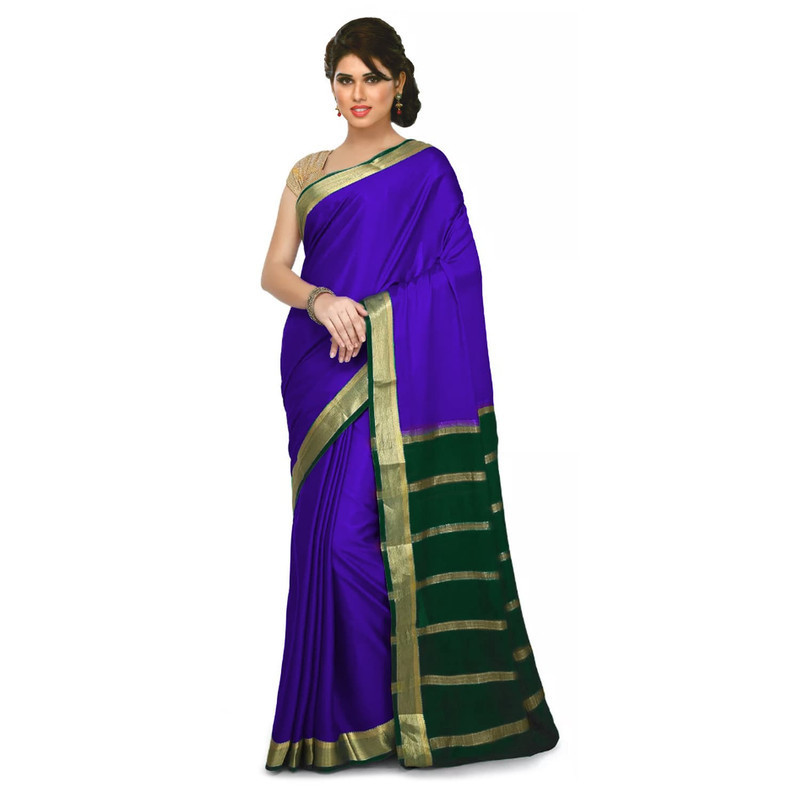 Royal Blue and Green Mysore Silk Saree  KSIC Sarees  Creape Saree  mysore silk sarees online