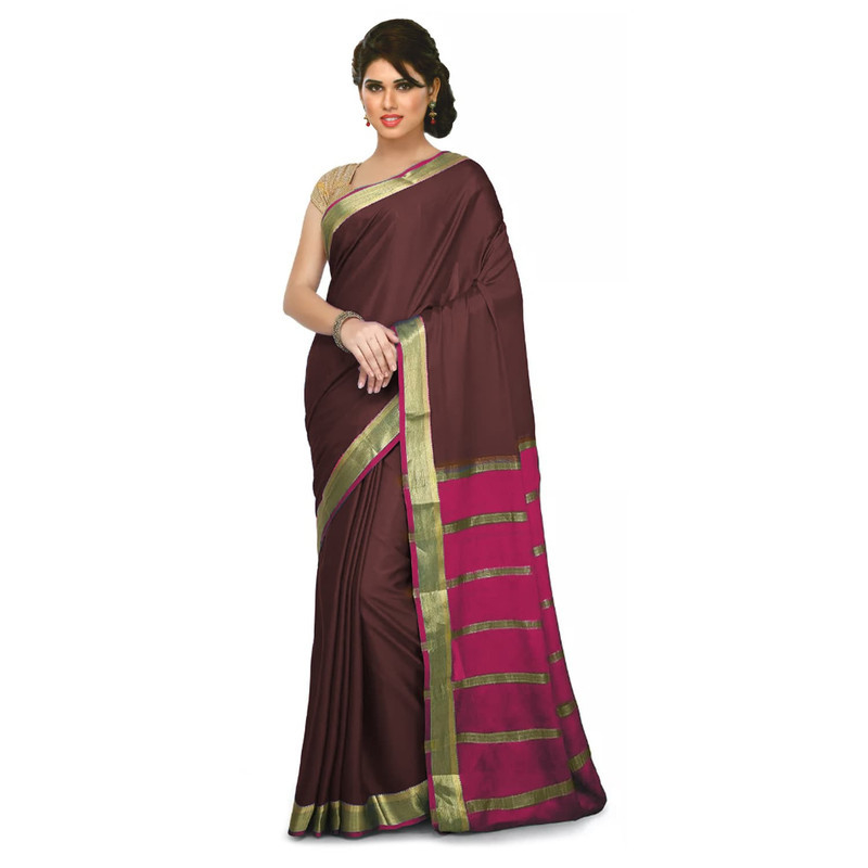 Brown and Pink Mysore Silk Saree  KSIC Sarees  Creape Saree  mysore silk sarees online