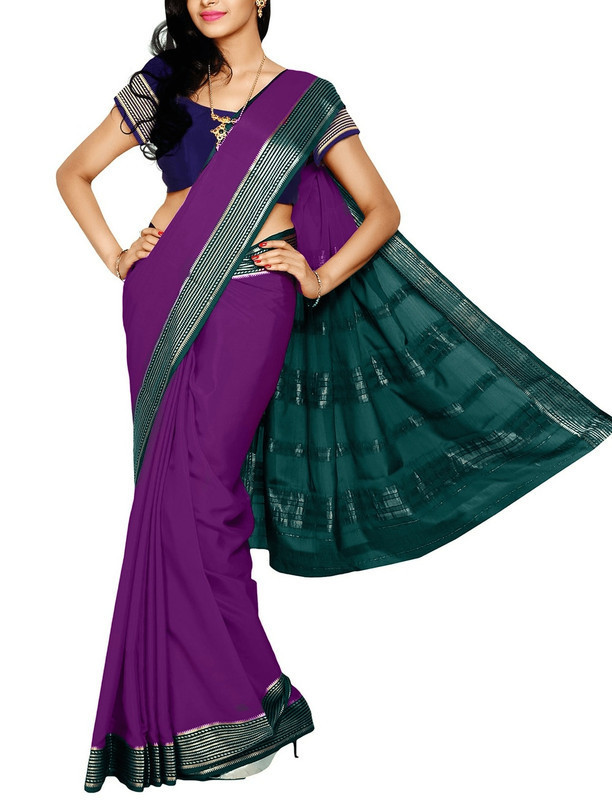 Purple with Green  Mysore Silk Saree | KSIC Sarees | Creape Saree | Mysore silk sarees online