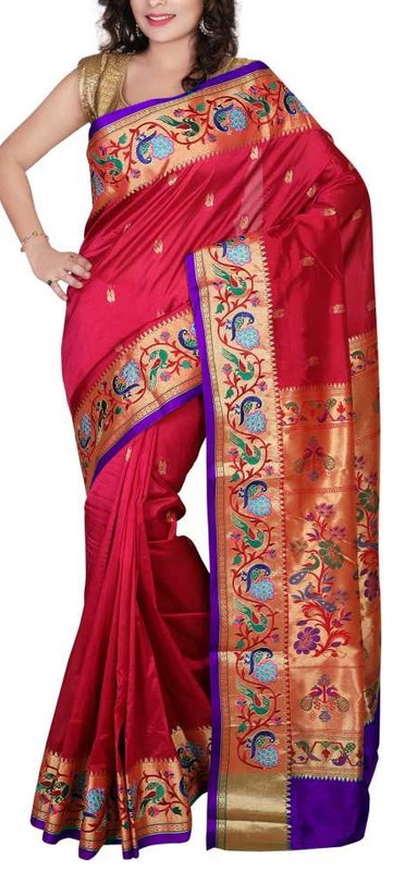 Red and Purple Paithani Sarees | Paithani sarees online | new Paithani sarees