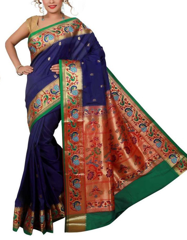 Royal Blue and Green Paithani Sarees | Paithani sarees online | new Paithani sarees