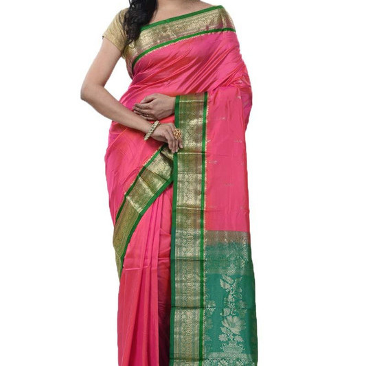 Rani Pink and Green Kanchipuram Silk Sarees  Silk Saree  Saree Online  traditional kanchipuram silk sarees online shopping