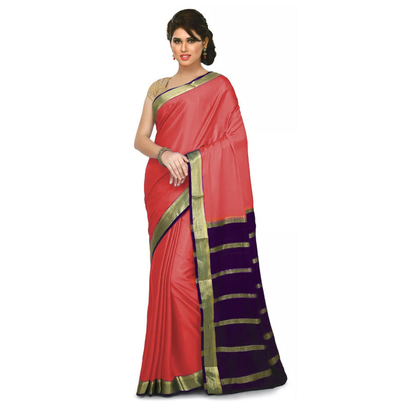 Peach Pink and Purple Mysore Silk Saree | KSIC Sarees | Creape Saree | mysore silk sarees online