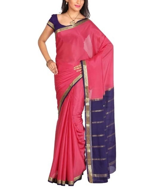 Baby Pink  with Royal Blue Mysore Silk Saree | KSIC Sarees Creape Saree | mysore silk sarees online | ksic sarees online shopping
