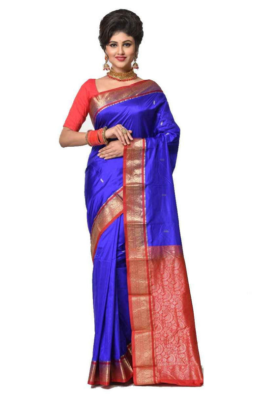 Royal Blue and Red Kanchipuram Silk Sarees  Silk Saree  Saree Online  traditional kanchipuram silk sarees online shopping