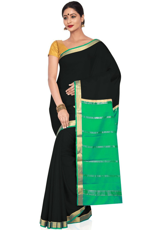Black Mysore Silk Saree | KSIC Sarees | Creape Saree | mysore silk sarees online