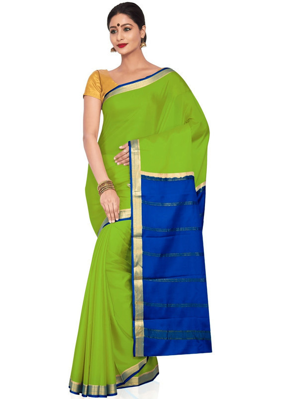 Parrot Green and Royal BLue  Mysore Silk Saree | KSIC Sarees | Creape Saree | mysore silk sarees online
