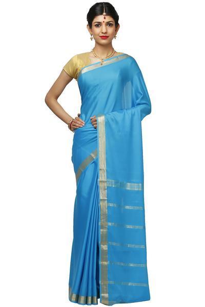 Sky Blue  Mysore Silk Saree | KSIC Sarees | Creape Saree | mysore silk sarees online