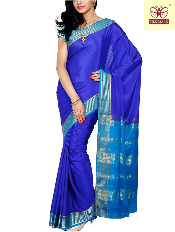 Royal with Anandha Blue Mysore Silk Saree | KSIC Sarees | Creape Saree | Mysore silk sarees online