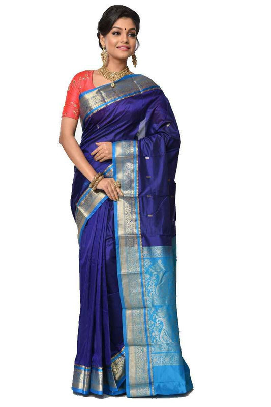 Royal Blue and Anandha Blue  Kanchipuram Silk Sarees  Silk Saree  Saree Online  traditional kanchipuram silk sarees online shopping