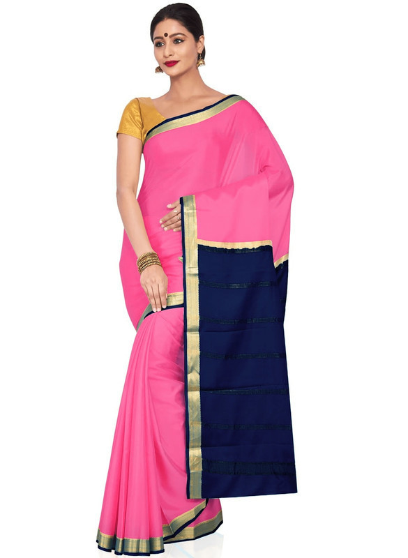 Baby Pink and Black Mysore Silk Saree | KSIC Sarees | Creape Saree | mysore silk sarees online